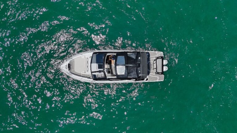 Luxury boat displayed in sea Florida coastal