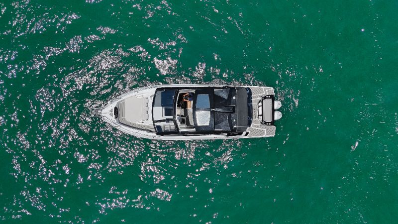 Luxury boat displayed in sea Florida coastal